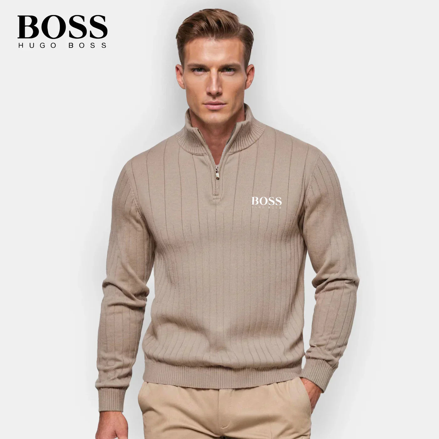 Maglione con zip in cotone